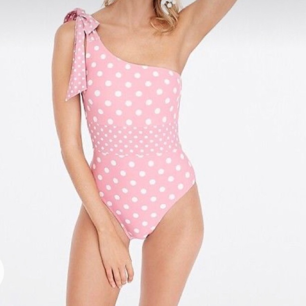 J. Crew Begonia Polka Dot One Shoulder Swimsuit